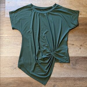 SHEIN Olive Twist-Front Short Sleeve Top
